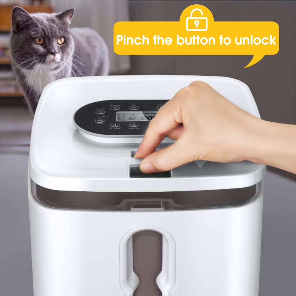 Qpets 7L Automatic Dog Cat Feeder Pet Feeder with Bowl Programmable Time and Quantition, Cat Food Dispenser with 4 Meals Auto Feeding, Voicemail Recording Qpets 7L Automatic Dog Cat Feeder Pet Feeder with Bowl Programmable Time and Quantition, Cat Food Dispenser with 4 Meals Auto Feeding, Voicemail Recording